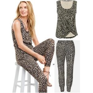 CAbi Leopard Print Tank Jogger Set S NWOT